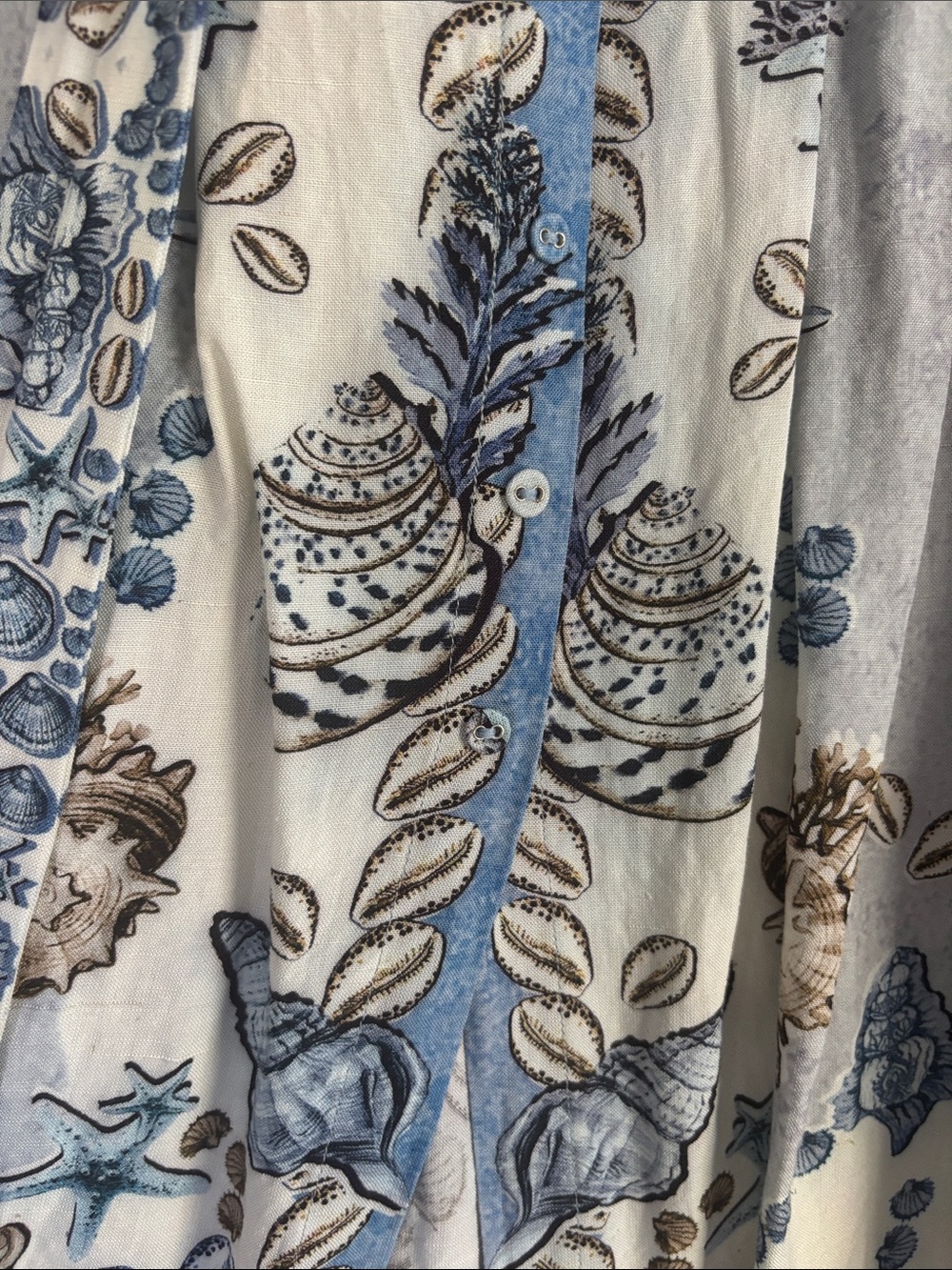 Ranna Gill Blue and Cream Seashell Print A-Line Skirt - Picture 6 of 8